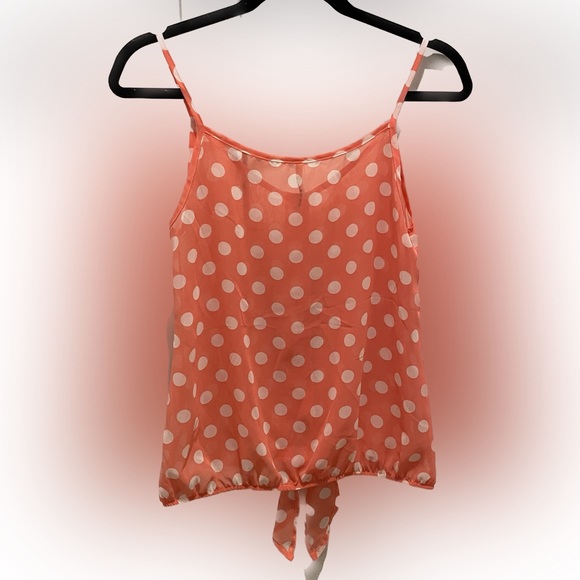 Pink & White Polka Dot Sheer Top, Small - Picture 2 of 7